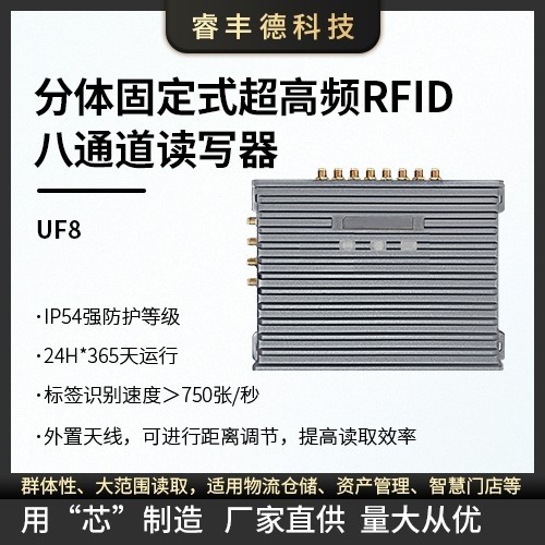 超高频RFID分体固定式八通道读写器